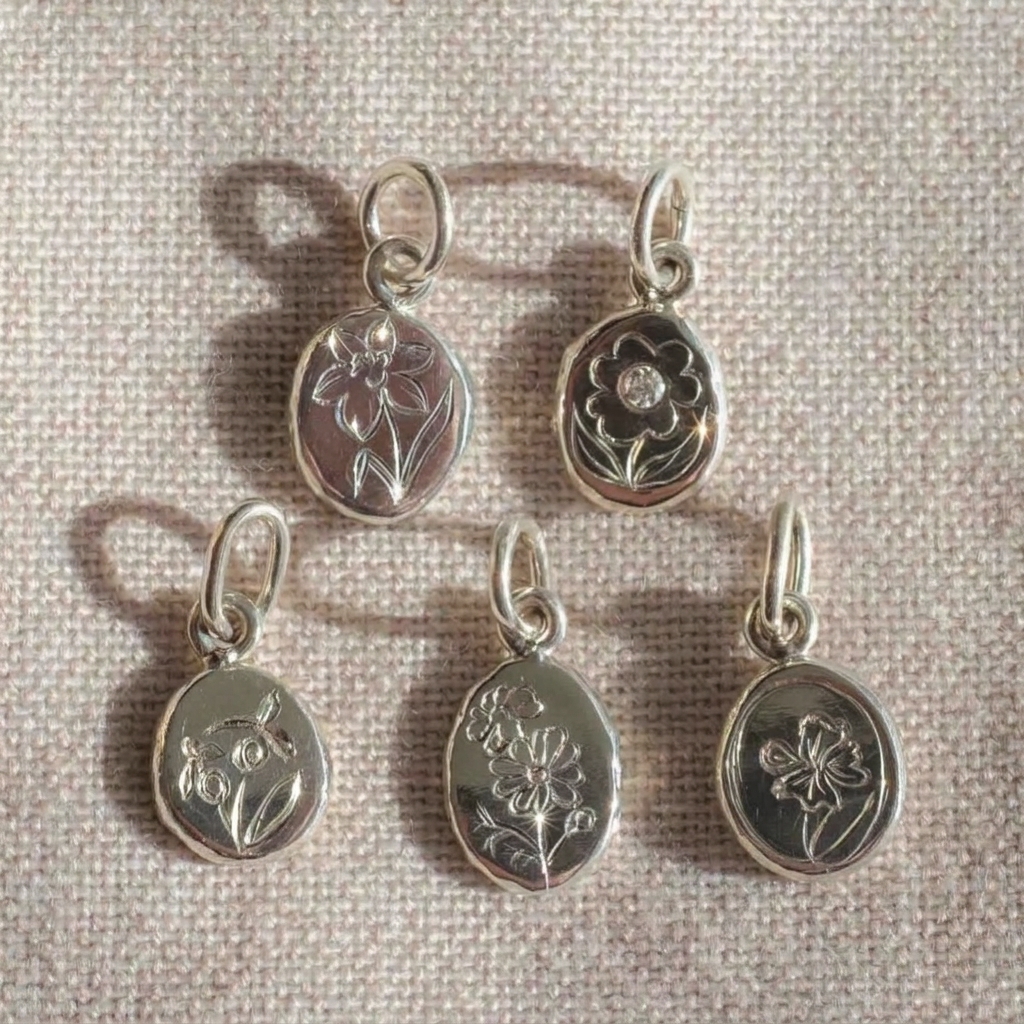 Petite Posy Engraved Silver Charm - Image 2